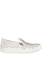 GIACOMORELLI - SNEAKERS SLIP ON IN PELLE CON BORCHIE - BIANCO/ARGENTO