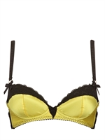 BORDELLE - REGGISENO IN RASO DI SETA E PIZZO - GIALLO/NERO