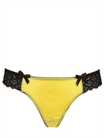 BORDELLE - TANGA IN RASO DI SETA E PIZZO - GIALLO/NERO