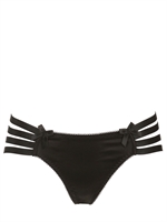 BORDELLE - TANGA IN RASO DI SETA E SPANDEX - NERO