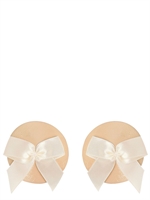BORDELLE - COPRICAPEZZOLI IN PELLE CON FIOCCHI IN SETA - BEIGE/BIANCO