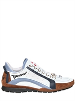 DSQUARED - KICK IT PATENT AND SUEDE SNEAKERS - MULTI BROWN