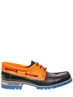 DSQUARED - SCARPE STRINGATE IN PELLE BICOLORE 30MM - NERO/ARANCIO