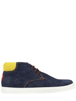 DSQUARED - SNEAKERS IN DENIM E NYLON FLUO - BLU