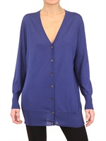 ANNAPURNA - LIGHT CASHMERE KNIT CARDIGAN - BLUE