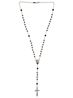 DOLCE & GABBANA - SILVER AND BLACK ONYX ROSARY NECKLACE - SILVER/BLACK