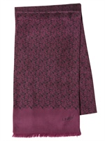 LANVIN - LANVIN PRINTED LOGO SILK SCARF - BORDEAUX