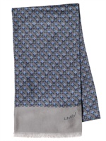 LANVIN - SEIDENSCHAL MIT GEOMETRISCHEM DRUCK - GRAU