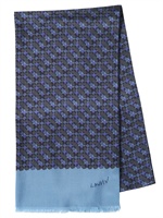 LANVIN - SEIDENSCHAL MIT GEOMETRISCHEM DRUCK - NAVYBLAU