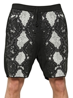 MIHARAYASUHIRO - PYTHON EFFECT WOVEN COTTON KNIT SHORTS - BLACK