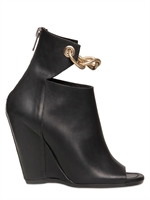 RICK OWENS - ZEPPE SPUNTATE IN PELLE CON DETTAGLIO CATENA 130MM - NERO