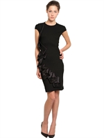 MCQ ALEXANDER MCQUEEN - SEIDENRÜSCHEN AUF KLEID AUS STRETCHVISKOSE - SCHWARZ