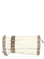 GIUSEPPE ZANOTTI - POCHETTE IN NAPPA CON BORCHIE - BEIGE/BIANCO