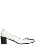 ROGER VIVIER - 45MM MARLENE PATENT TWO TONE PUMPS - WHITE/BLACK
