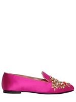 ROGER VIVIER - 10MM EMBROIDERED SATIN LOAFERS - FUCHSIA