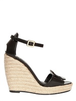ROGER VIVIER - 120MM CALFSKIN ESPADRILLE WEDGES - BLACK
