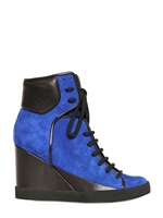 SEE BY CHLOE' - ZEPPE IN PELLE E CAMOSCIO 85MM - BLU/NERO