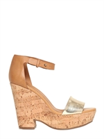 SEE BY CHLOE' - ZEPPE IN SUGHERO E PELLE SPECCHIATA 110MM - SILVER/CAMEL
