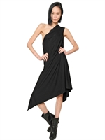 RICK OWENS - KLEID AUS BAUMWOLLJERSEY MIT EINER SCHULTER - SCHWARZ