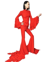 GARETH PUGH - RUFFLED SILK CHIFFON SHIRT - RED
