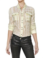 BALMAIN - VISCOSE DEVORÈ SHIRT - YELLOW
