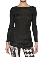 BALMAIN - LONG SLEEVED VISCOSE JERSEY TOP - BLACK