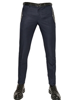 BELSTAFF - 18.5CM COATED LINEN TROUSERS - NAVY