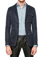 BELSTAFF - GIACCA IN LINO E COTONE - BLU