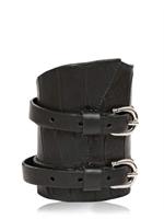 BALMAIN - BRACCIALE IN PELLE E PELLE DI COCCODRILLO - NERO