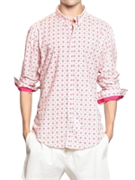 MSGM - HEMD AUS BAUMWOLLPOPELINE MIT NEON-PAISLEYDRUCK - WEISS/PINK