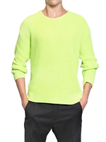 MSGM - MAGLIA IN COTONE A COSTINE - VERDE LIME