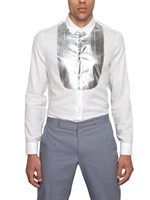 MAISON MARTIN MARGIELA - SILVER COATED LIGHT COTTON TWILL SHIRT - WHITE