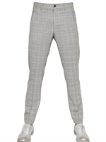 MAISON MARTIN MARGIELA - 18CM PRINCE OF WALES CHECK WOOL TROUSERS - GREY