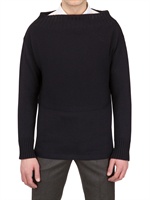 BURBERRY PRORSUM - MAGLIA IN LANA SCOLLO A BARCA - BLU SCURO