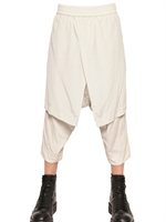 JULIUS - PEACH COTTON CUPRO & SILK BLEND TROUSERS - WHITE