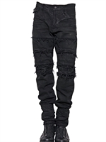 JULIUS - SLIGHTLY WAXED DISTRESSED DENIM JEANS - BLACK