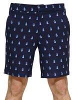 BAND OF OUTSIDERS - COTTON SAILBOAT PRINTED BERMUDA SHORTS - NAVY