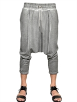 TOM REBL - LAMÈ COTTON SAROUEL JOGGING PANTS - GREY/SILVER