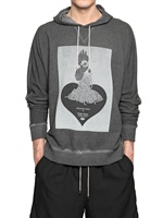 TOM REBL - SWEATSHIRT AUS FLEECE MIT HAHNDRUCK UND KAPUZE - DUNKELGRAU