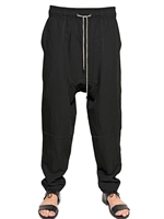 TOM REBL - VISCOSE LINEN CANVAS TROUSERS - BLACK