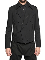 TOM REBL - GIACCA IN GABARDINA DI COTONE A TAGLIO VIVO - NERO
