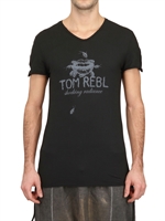 TOM REBL - RAW CUT JERSEY T-SHIRT MIT 