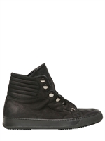 BB BRUNO BORDESE WASHED - SNEAKERS IN PELLE NUBUCK CON BOTTONI A PRESSIONE - NERO