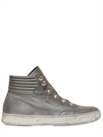 BB BRUNO BORDESE WASHED - SNEAKERS ALTE IN PELLE - GRIGIO