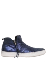BB BRUNO BORDESE WASHED - SNEAKERS IN PELLE LAMÉ - COBALTO