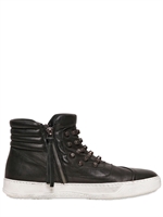 BB BRUNO BORDESE WASHED - SNEAKERS IN PELLE LAVATA CON BORCHIE - NERO