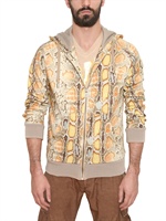 GALLIANO - BAUMWOLLFLEECE-SWEATSHIRT MIT PYTHONDRUCK & ZIP - MULTI GELB
