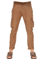 GALLIANO - 18CM LIGHT COTTON SLIM CARGO TROUSERS - BROWN