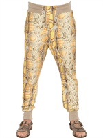 GALLIANO - COTTON FLEECE PYTHON PRINT TROUSERS - MULTI YELLOW