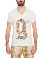 GALLIANO - BAUMWOLL JERSEY T-SHIRT MIT LOGODRUCK - WEIß